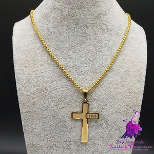 Popular Titanium Steel Cross Pendant Snake Bones Chain