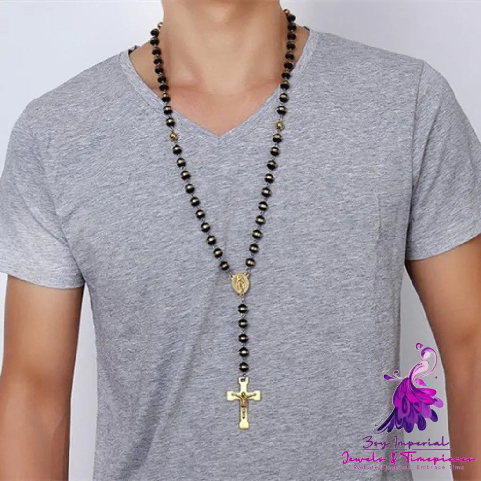 8MM Stainless Steel Silicone Cross Necklace Gold