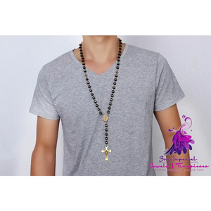 8MM Stainless Steel Silicone Cross Necklace Gold