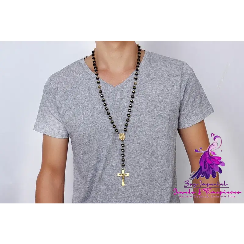 8MM Stainless Steel Silicone Cross Necklace Gold