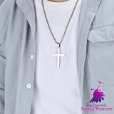 Star-Spangled Banner Titanium Steel Cross Necklace Wearing