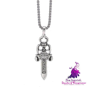 Men’s Vintage Cross Sword Punk Pendant Necklace