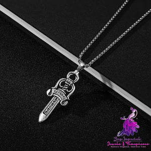 Men’s Vintage Cross Sword Punk Pendant Necklace