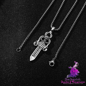 Men’s Vintage Cross Sword Punk Pendant Necklace