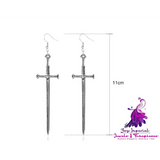 Dark Punk Cross Sword Earrings