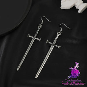 Dark Punk Cross Sword Earrings