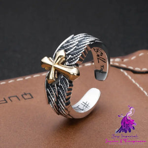 Vintage Cross Wings Ring for Men