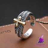 Vintage Cross Wings Ring for Men