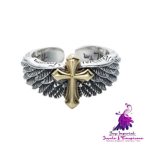 Vintage Cross Wings Ring for Men