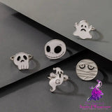 Personalized Halloween Skull And Crossbones Ghost Face Ring