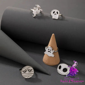 Personalized Halloween Skull And Crossbones Ghost Face Ring