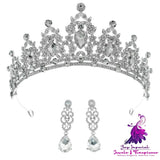 Ladies Zircon Crown Eardrop Two-piece Set