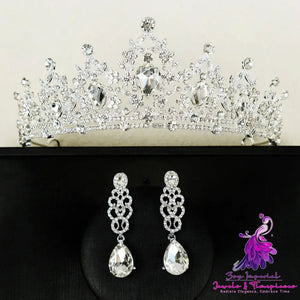 Ladies Zircon Crown Eardrop Two-piece Set