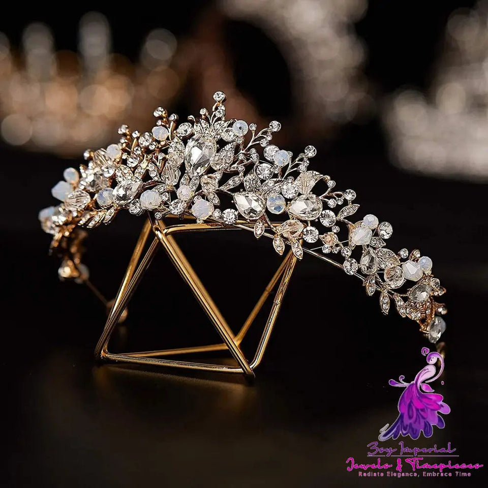 Women’s Rhinestone Pearl Handmade Crown