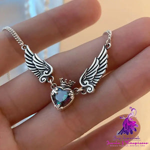 Vintage Love Crown Wing Necklace