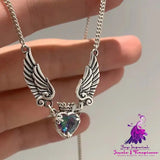 Vintage Love Crown Wing Necklace