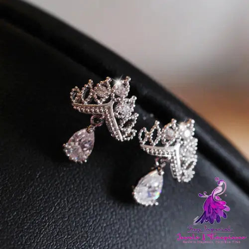 Crown Zircon Sterling Silver Earrings