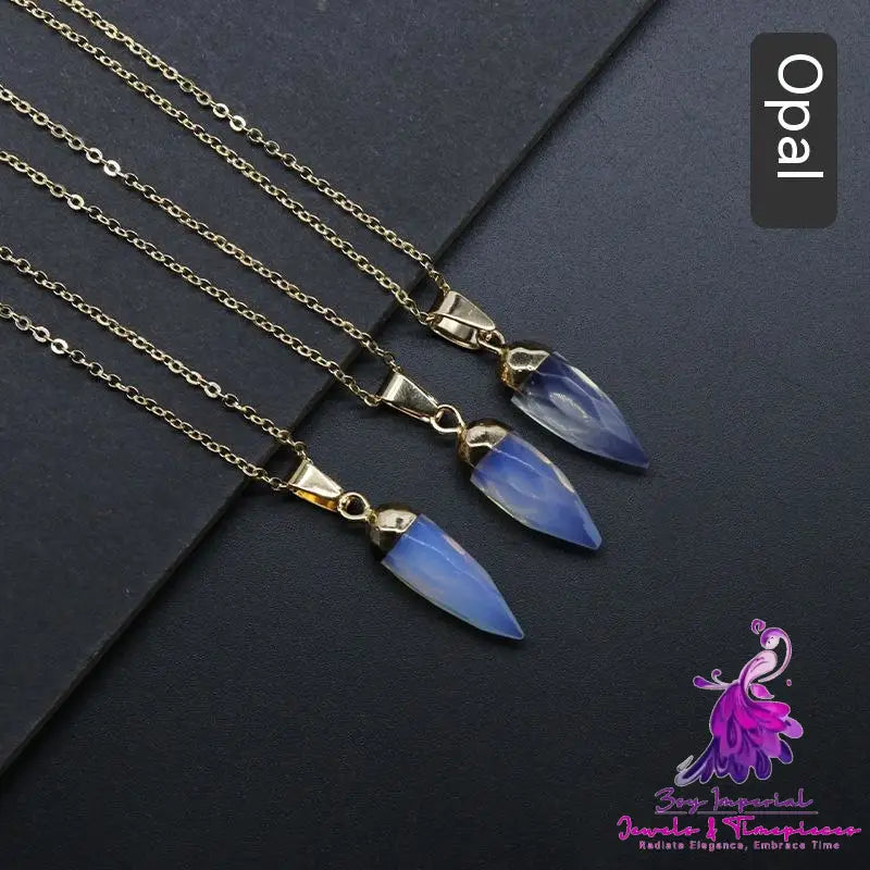 Crystal Bullet Faceted Pendant Necklace