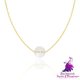 White Crystal Round Bead Small Light Bulb Collarbone Chain