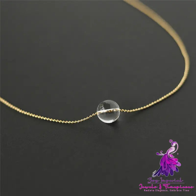 White Crystal Round Bead Small Light Bulb Collarbone Chain