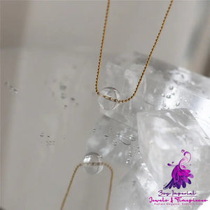 White Crystal Round Bead Small Light Bulb Collarbone Chain