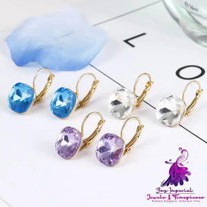 Gold Color Crystal Stud Earrings