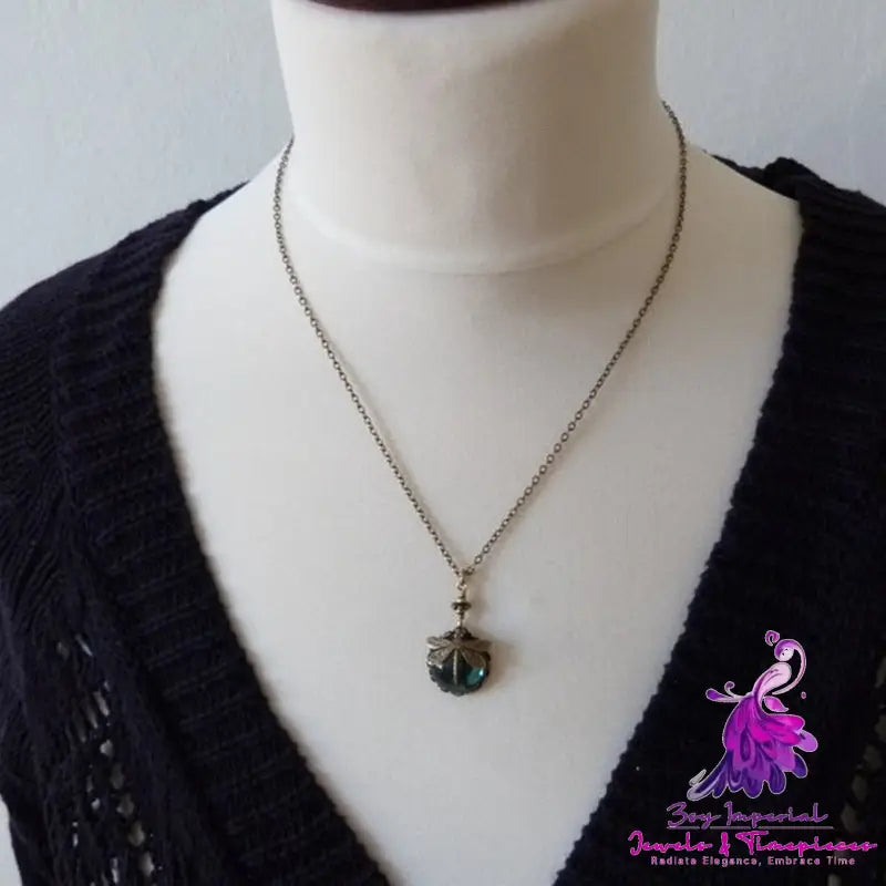 Retro Dragonfly Crystal Necklace