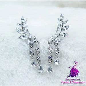 Leaves Tassel Crystal Earrings for Women