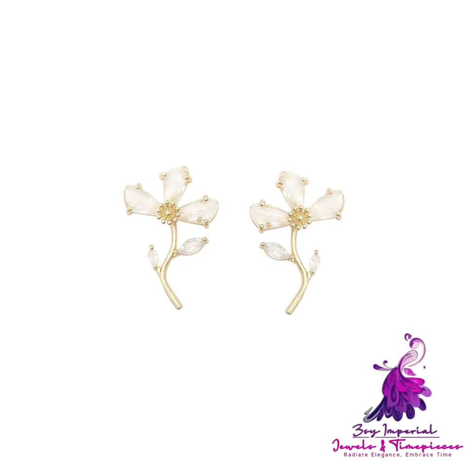 Sterling Silver Crystal Flower Earrings