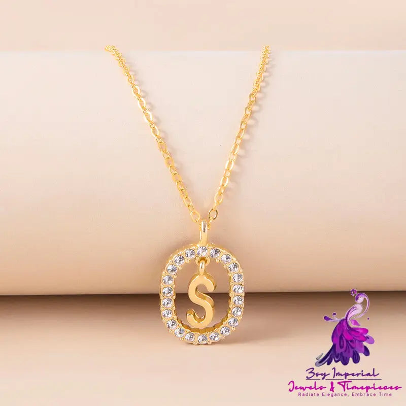 Crystal Gold Initial Letter Necklace