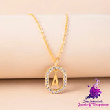 Crystal Gold Initial Letter Necklace