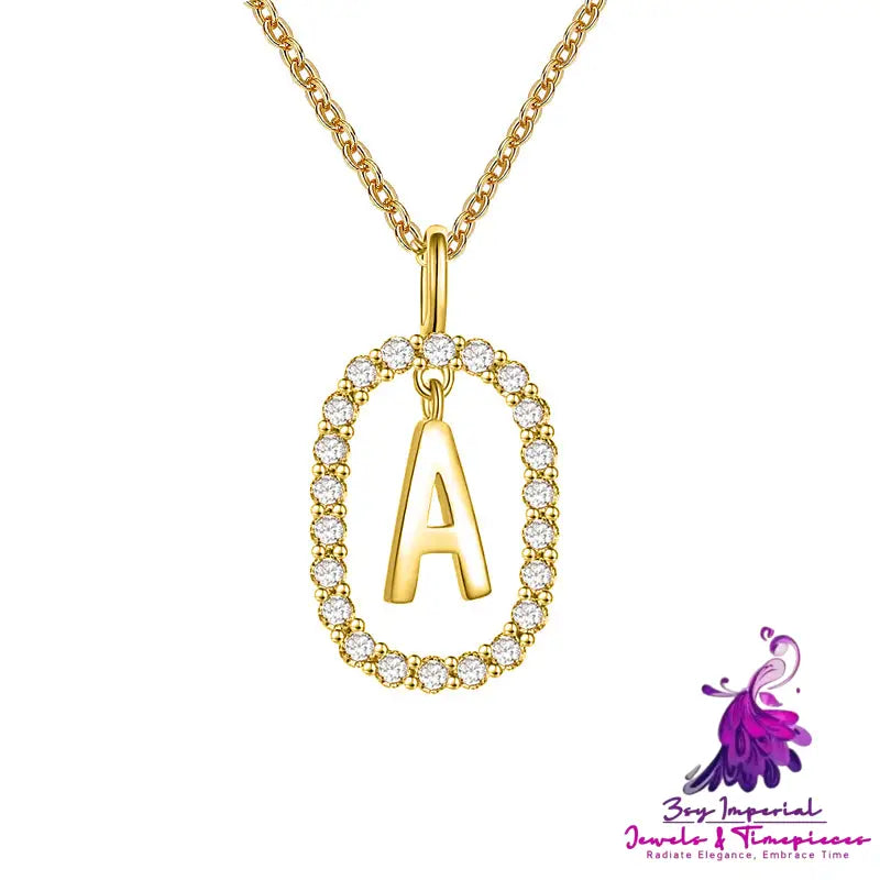 Crystal Gold Initial Letter Necklace