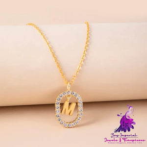 Crystal Gold Initial Letter Necklace