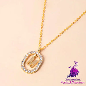 Crystal Gold Initial Letter Necklace