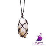 Original Stone Crystal Teeth Hand Woven Net Pendant Jewelry