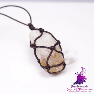 Original Stone Crystal Teeth Hand Woven Net Pendant Jewelry