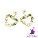 Crystal Heart-Shaped Pearl Earrings