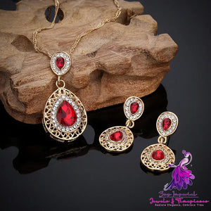 Crystal Drop Earrings Necklace Set