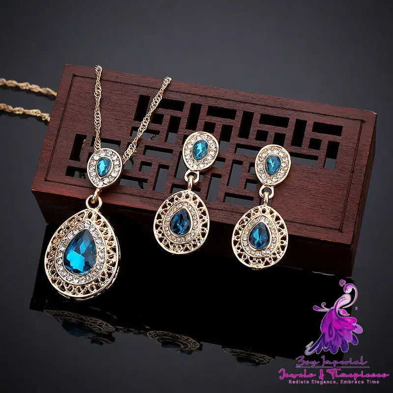 Crystal Drop Earrings Necklace Set