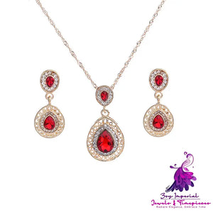 Crystal Drop Earrings Necklace Set