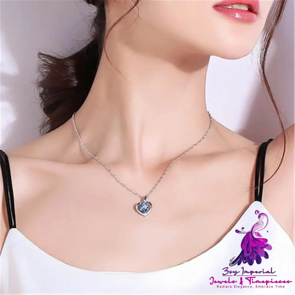 Silver Heart Crystal Love Necklace