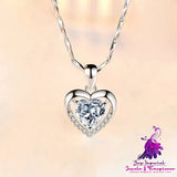 Silver Heart Crystal Love Necklace