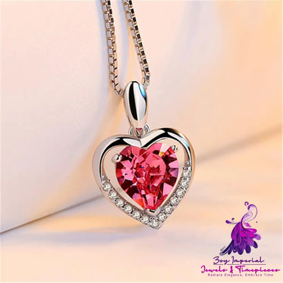 Silver Heart Crystal Love Necklace