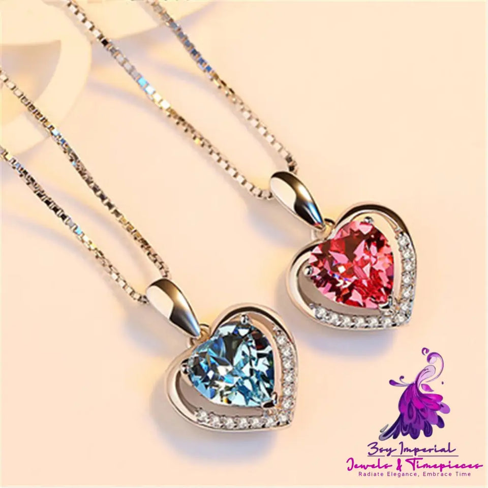 Silver Heart Crystal Love Necklace