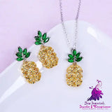 Pineapple Earrings Necklace Set