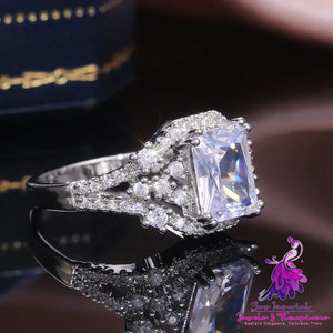 AAA Princess Cut Square Crystal Ring