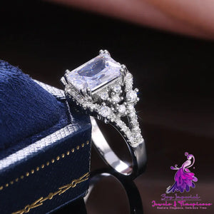 AAA Princess Cut Square Crystal Ring