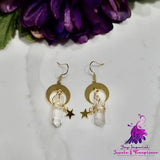 Irregular Crystal Moon Star Earrings