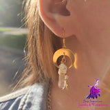 Irregular Crystal Moon Star Earrings