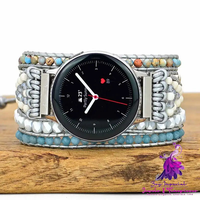 Natural Stone Crystal Woven Watch Band